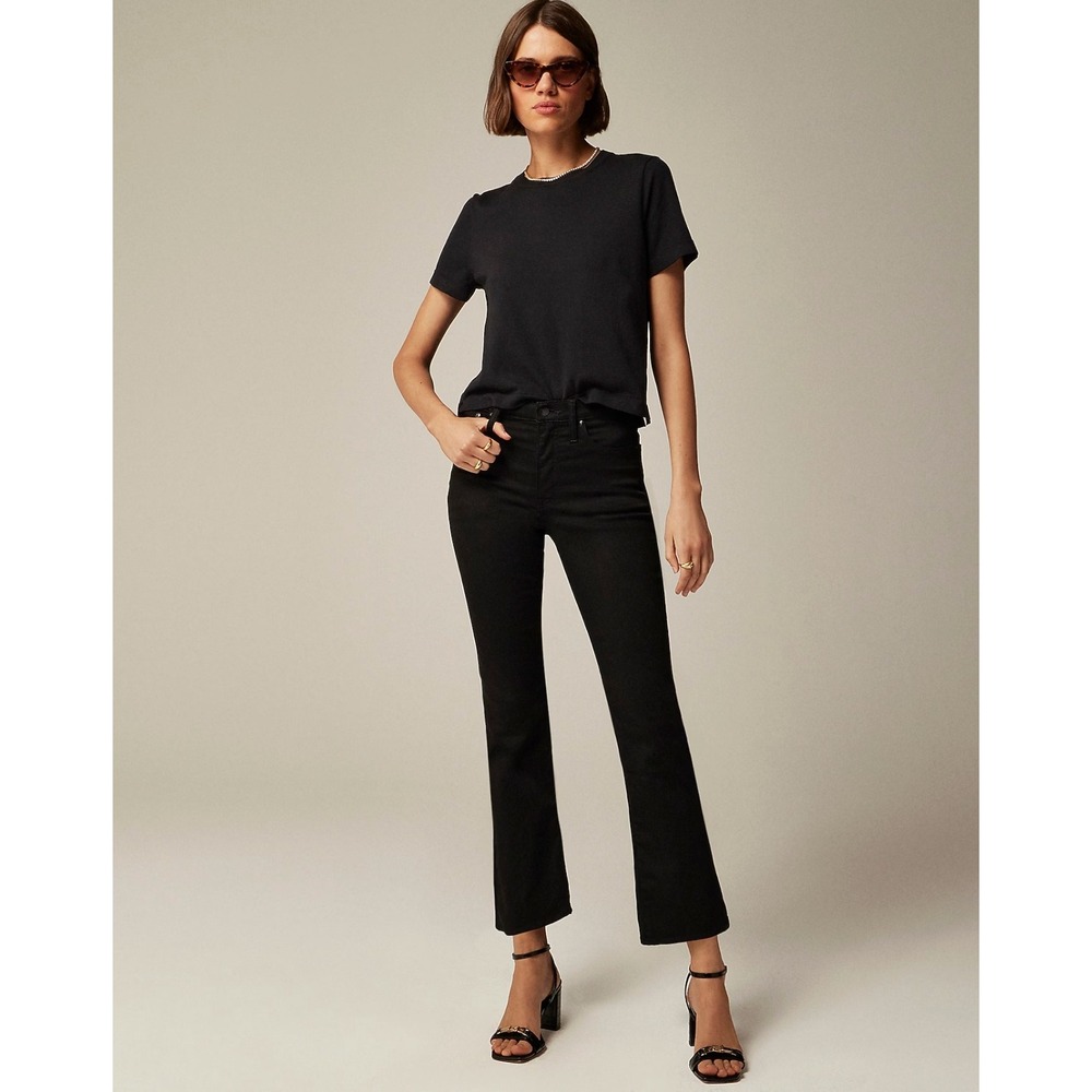J. Crew Womens Mid-Rise Kickout Cropped Jeans Black Size 30 Contemporary